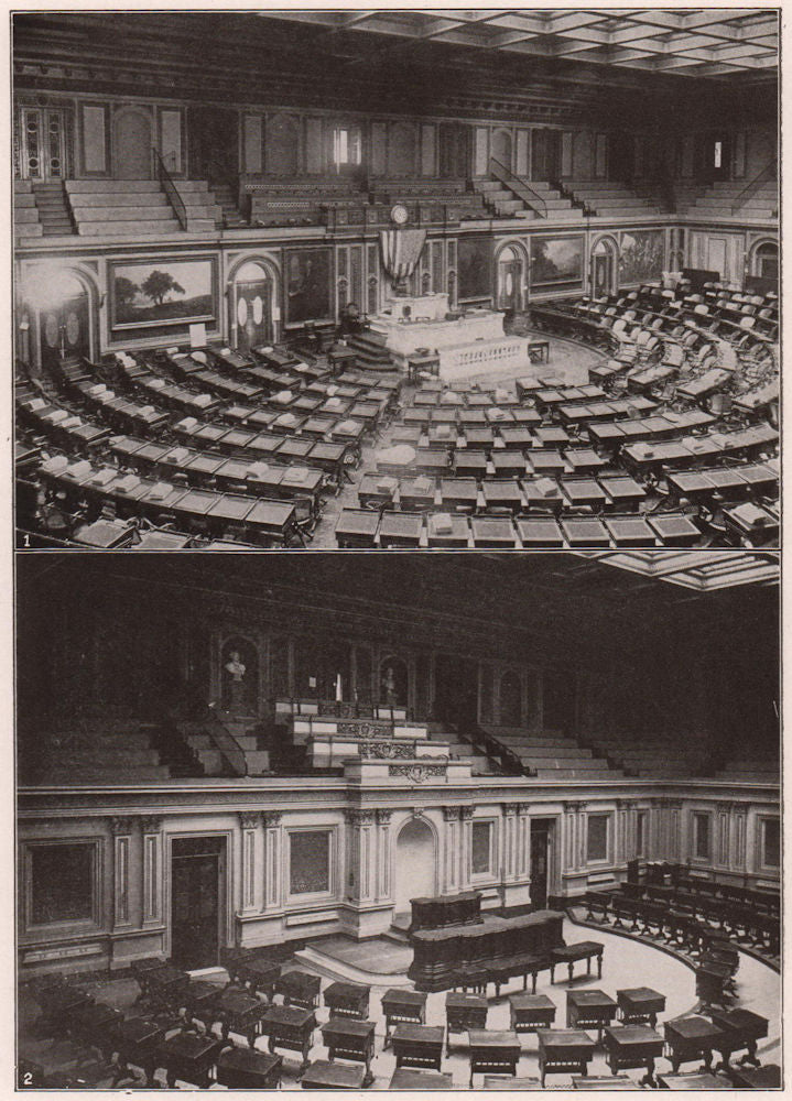 Washington: 1. House of Representatives. 2. Senate Chamber. Washington DC 1903